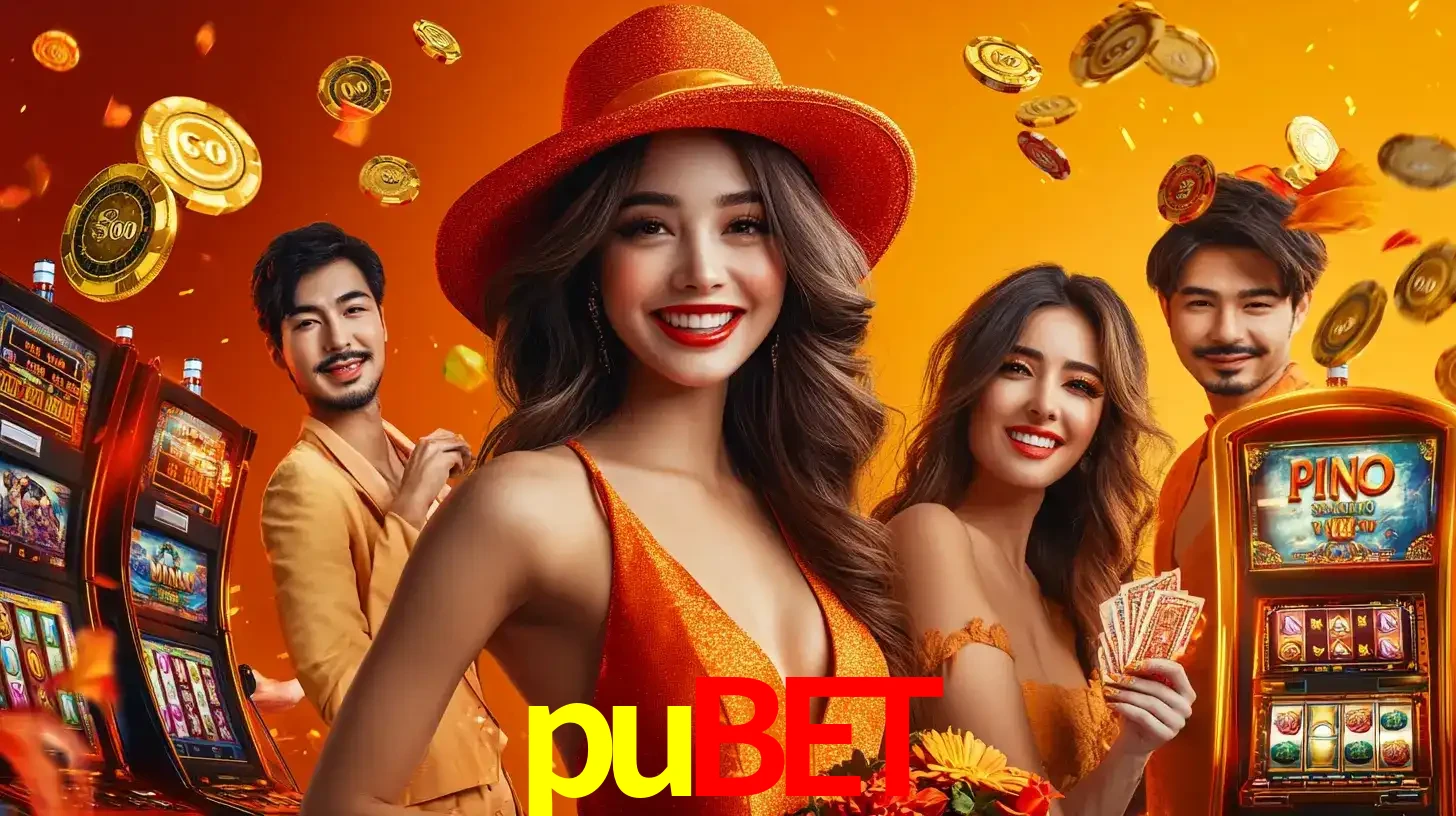 Grupo de amigos asiáticos sorrindo e se divertindo com máquinas de caça-níqueis em um ambiente festivo, celebrando suas vitórias nos jogos de cassino do pubet.