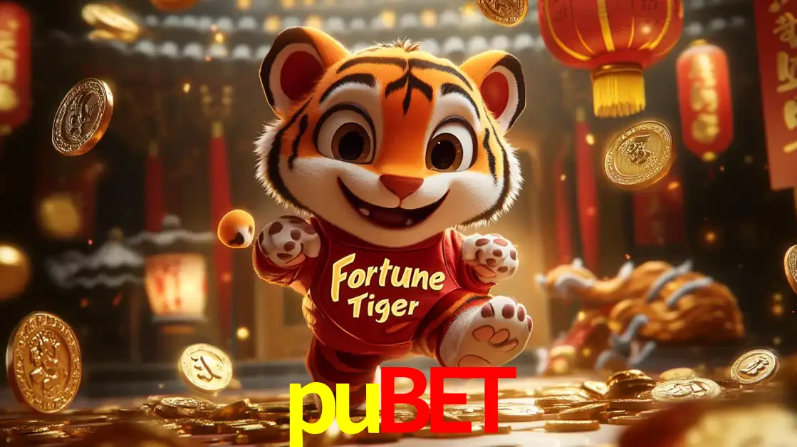 O alegre personagem do Fortune Tiger correndo sobre um caminho de moedas de ouro, simbolizando os grandes prêmios e a diversão do popular jogo de slot do pubet.